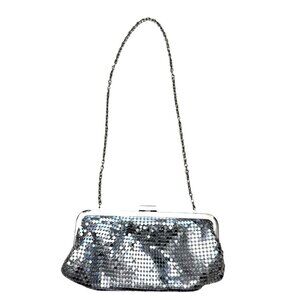 Women's Clutch Purse Evening Bag Silver Metallic Mesh Formal Glam Disco Party